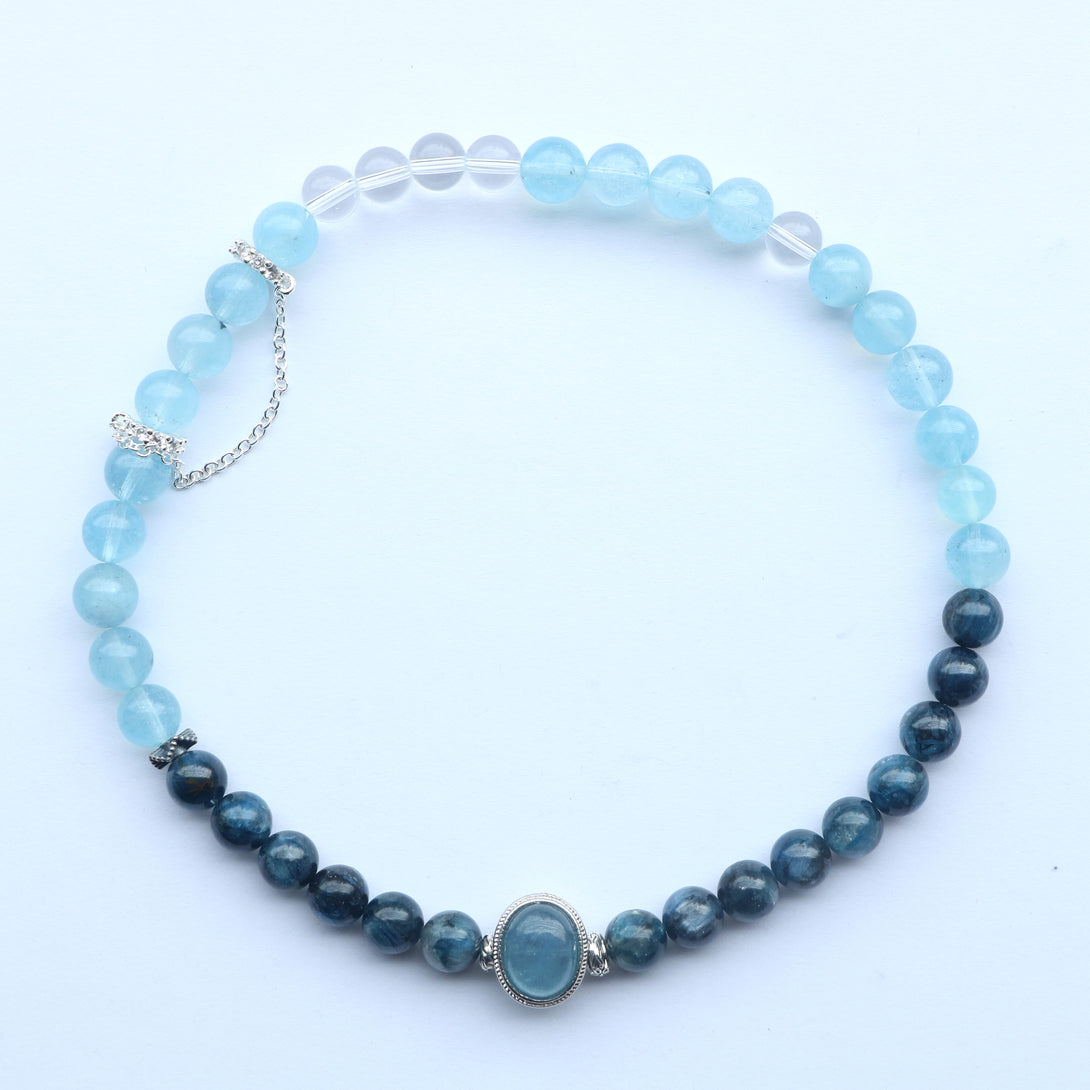 Aquamarine Kyanite blue crystal bracelet